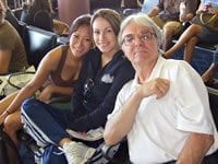 Cristina with her instructor, Rod Gustafson, at the Las Vegas airport after a national tournament.